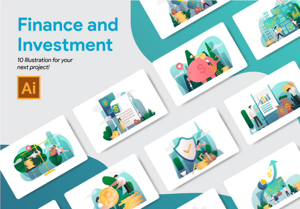 金融安全类/财务投资主题相关插图素材Finance and Investment Illustration Vol 1插图6