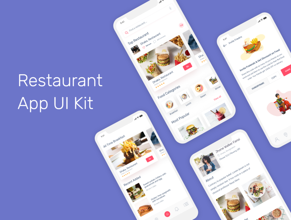 餐厅美食主题应用程序UI界面设计套件素材Restaurant App插图2