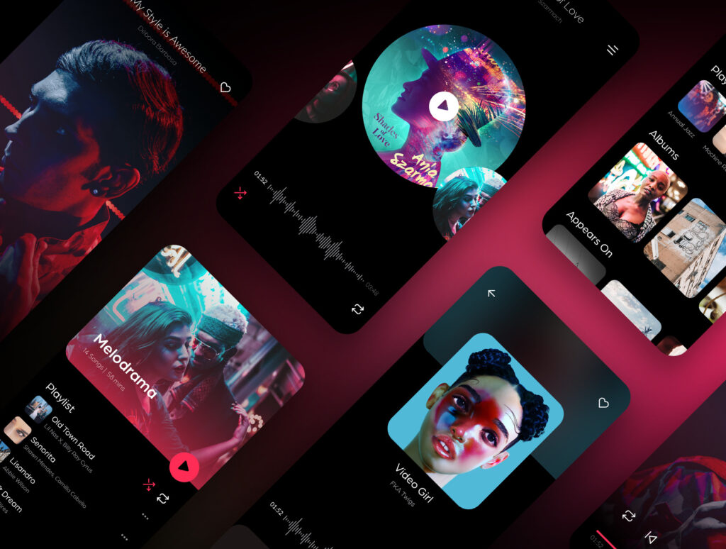 渐变风格音乐移动应用程序素材下载Rhino Music UI Kit插图4