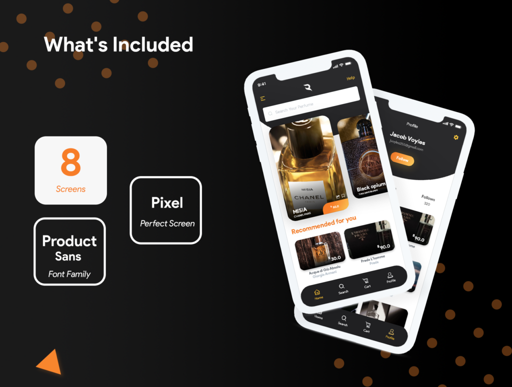 高端香水电商购物类APP移动界面素材下载Roundy Perfume Shop App UI Kit插图4