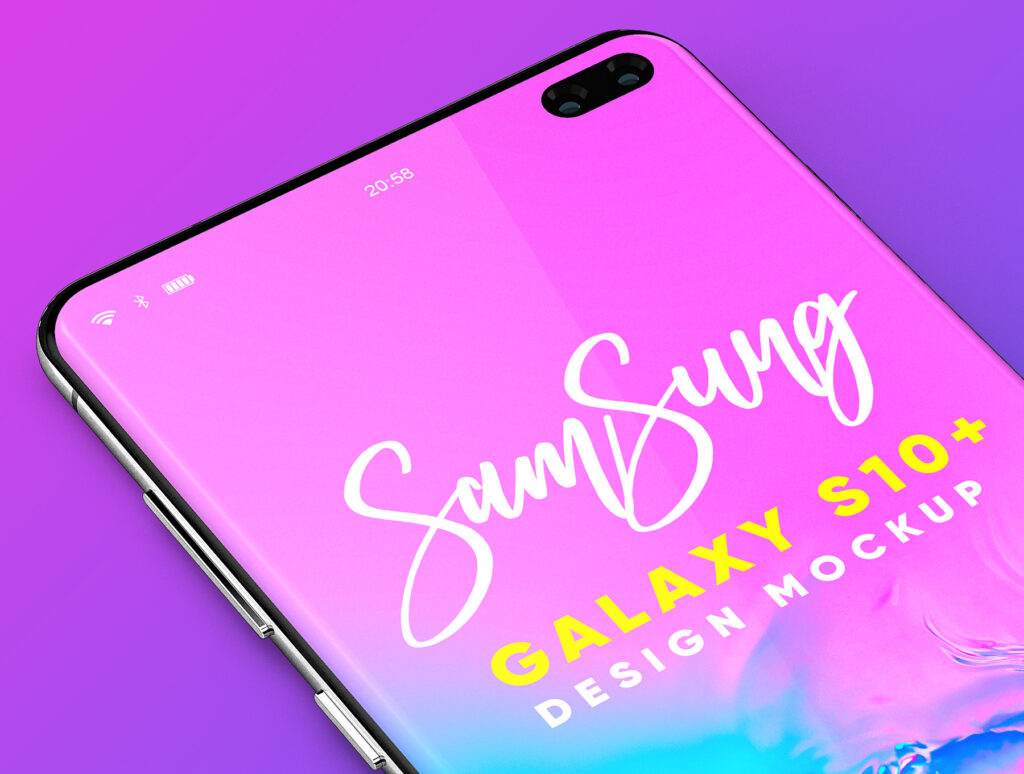 三星手机概念多种透视角度模板样机素材Samsung Galaxy S10+ Design Mockup 2 1 9 PREVIEW插图1