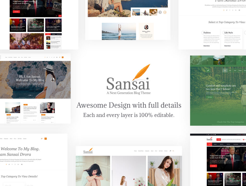 简约设计风格企业门户网站素材模板Sansai Creative Blog XD Template插图1