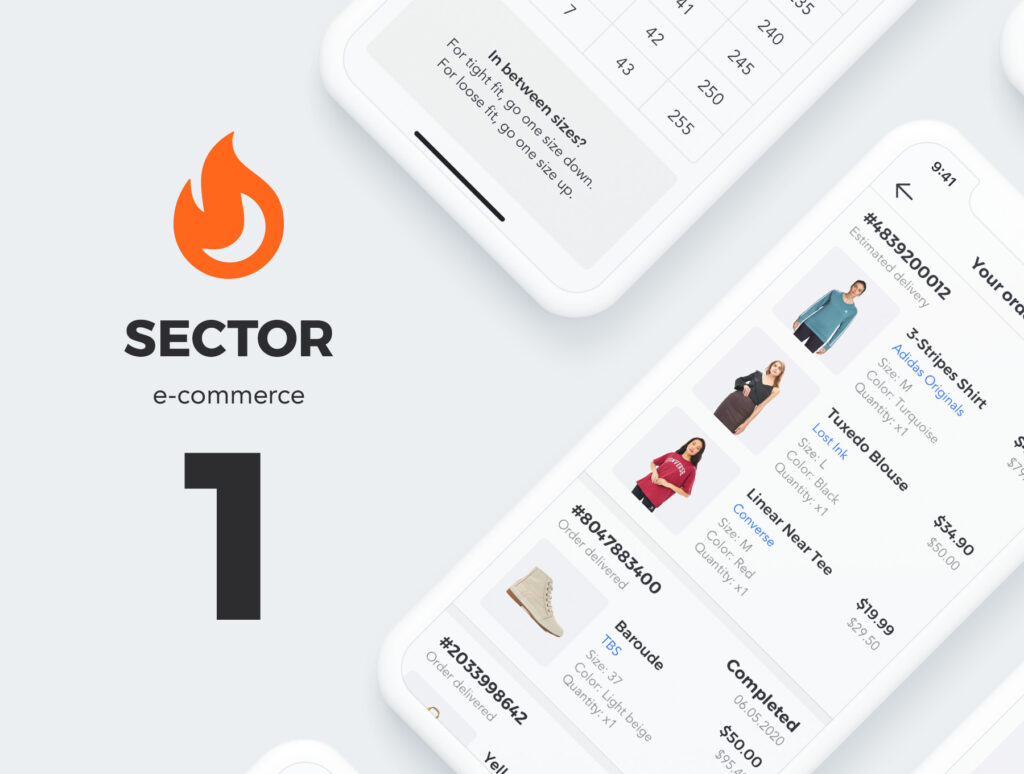 时尚在线购物女性时尚服装购物设计套件模型素材下载Sector UI Kit E commerce插图1