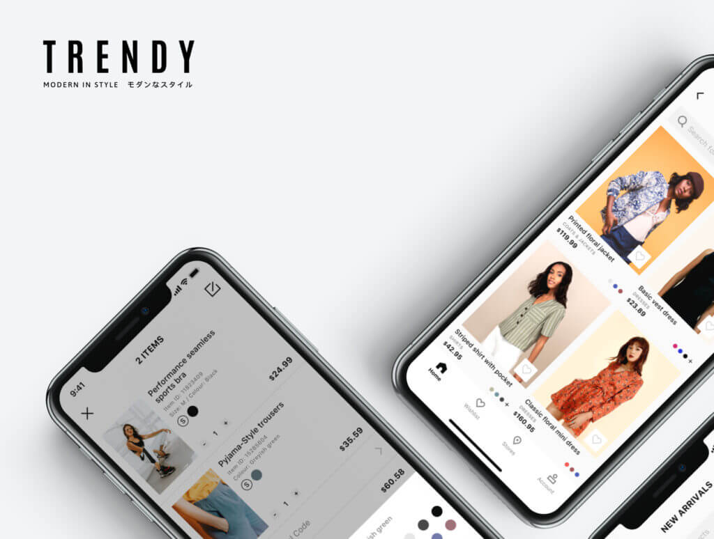 时尚服装品牌/电子商务购物设计套件 UI kit素材Trendy Ecommerce App UI kit插图1