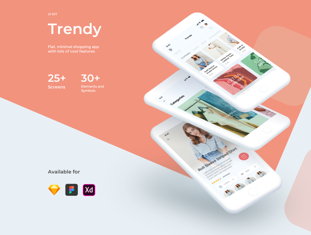 时尚购物电子商务UI工具包设计套件素材下载Trendy Shopping插图1