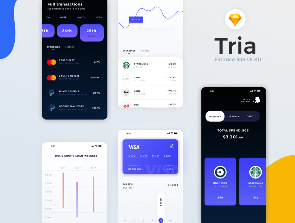 金融移动UI界面设计套件素材下载Tria Finance App UI Kit插图1