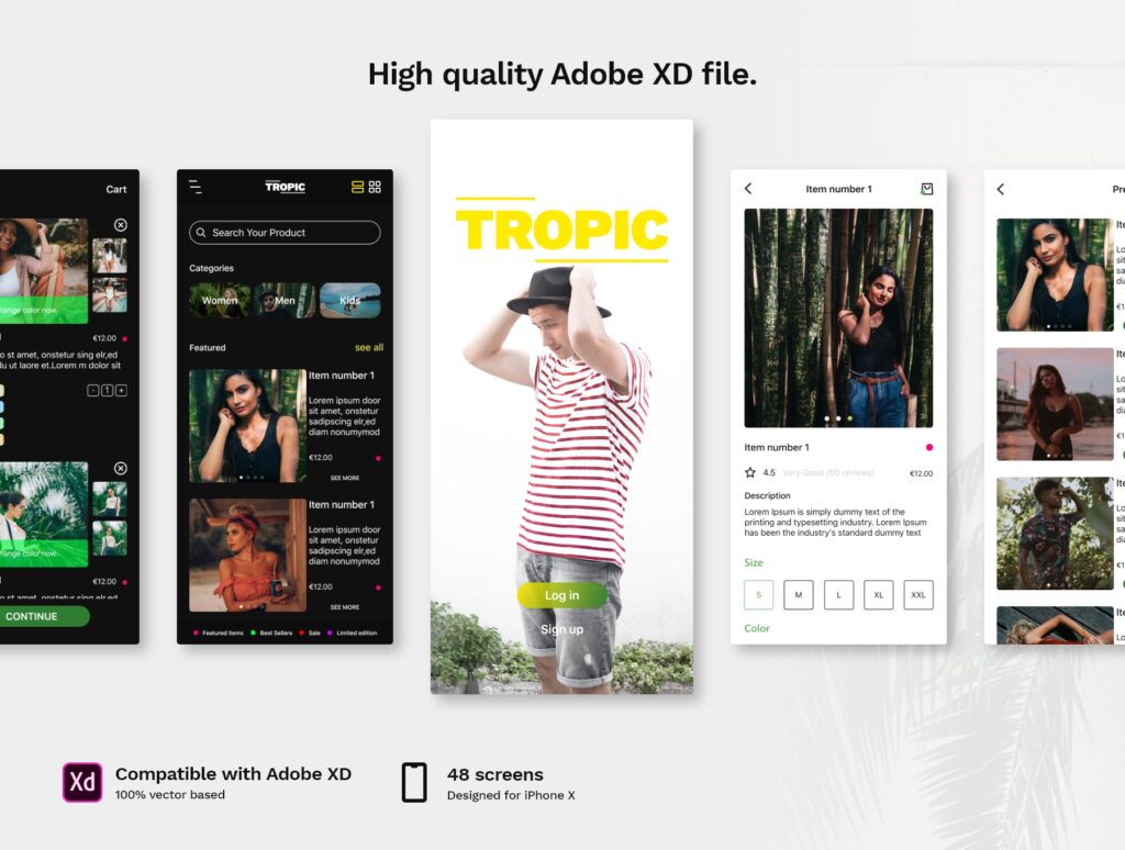 夏季主题UI设计工具包素材模板下载Tropic E commerce UI Kit插图6