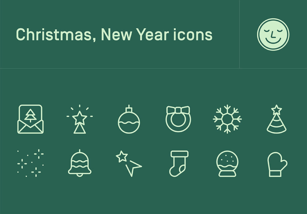 20个圣诞节线性图标源文件下载20 Christmas New Year line icons