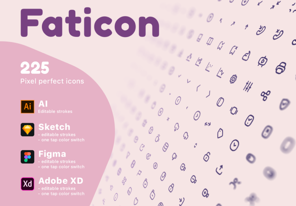 系统矢量线性图标文件下载Faticon Line Icons Pack