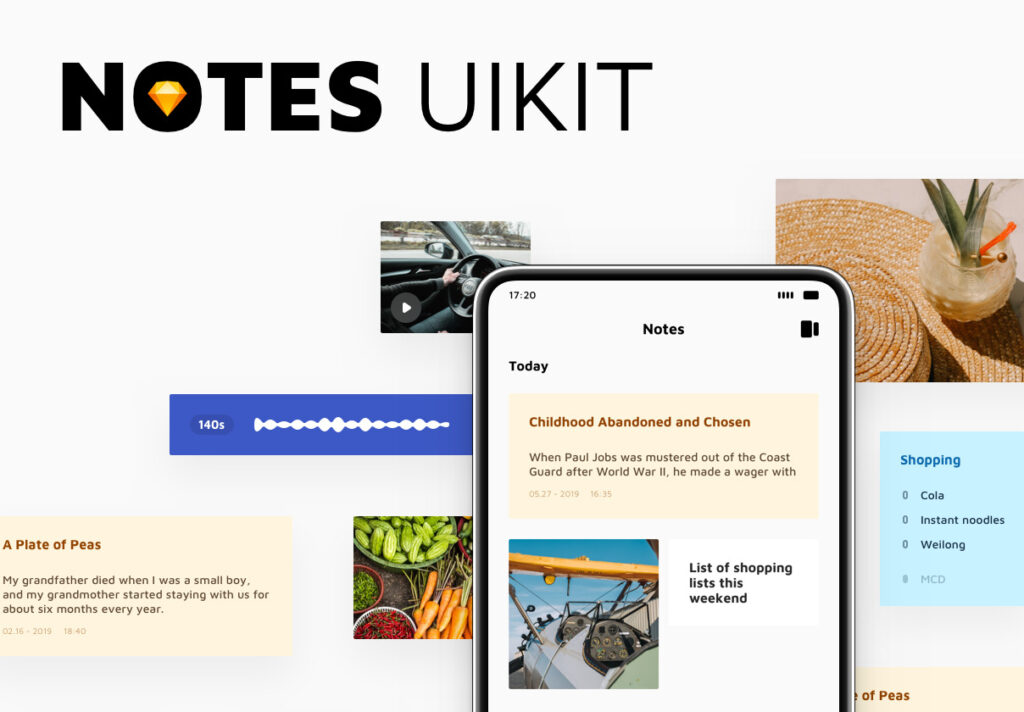旅游概念主题UI界面设计套件素材Notes UI Kit