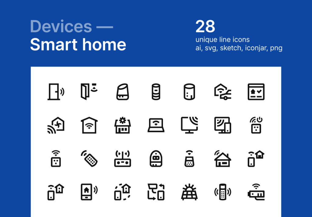 互联网图标网络功能产品矢量线形图标文件下载Smart home devices