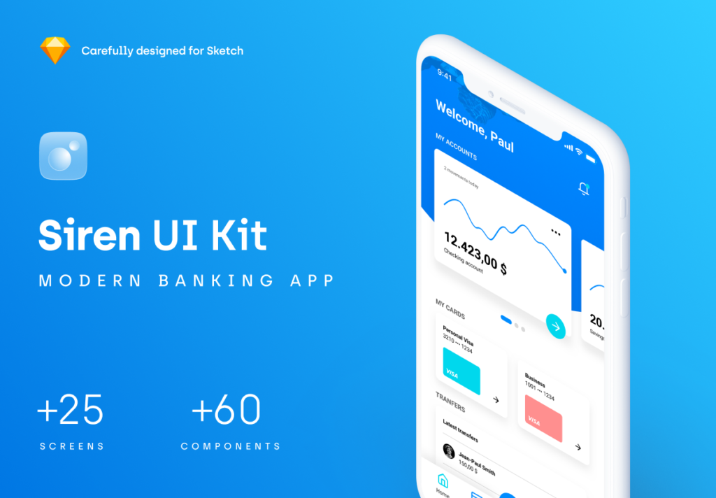 银行金融类移动端界面素材UI设计套件Siren UI Kit