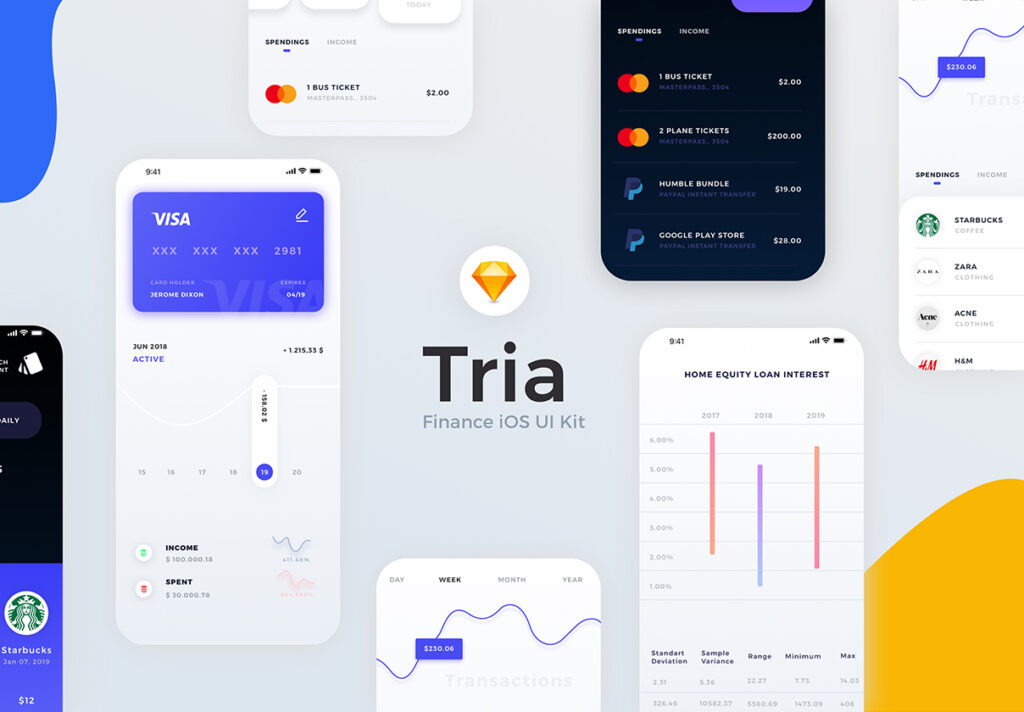 金融移动UI界面设计套件素材下载Tria Finance App UI Kit