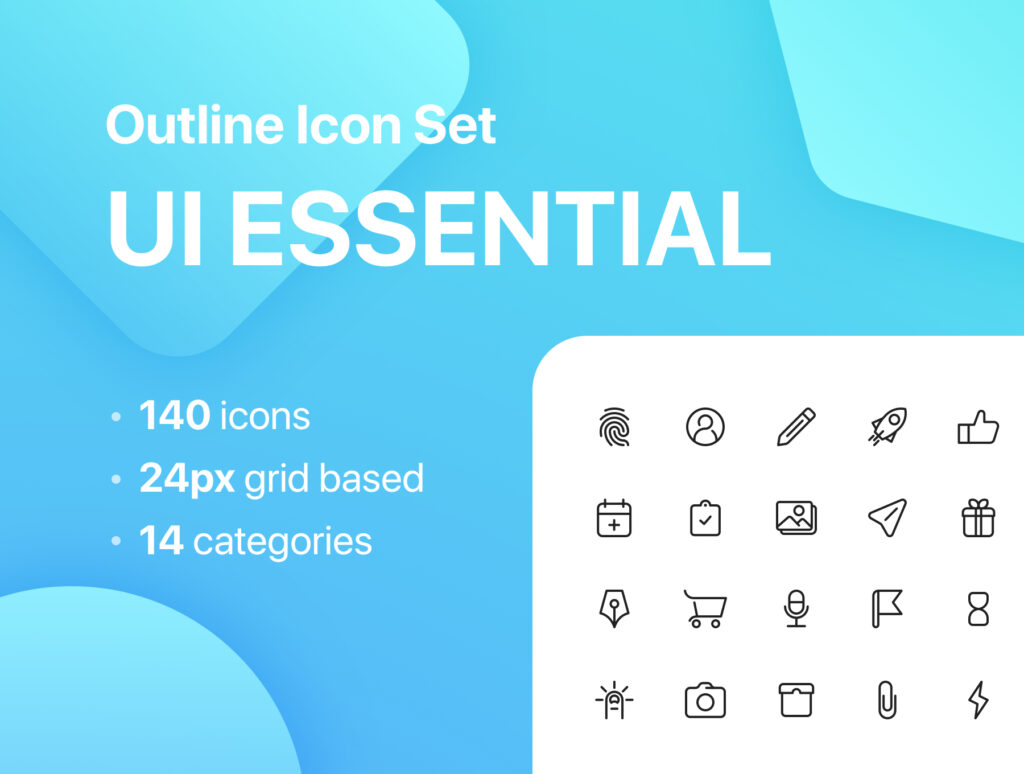 移动端矢量线性图标源文件下载UI Essential Outline Icon Set插图1