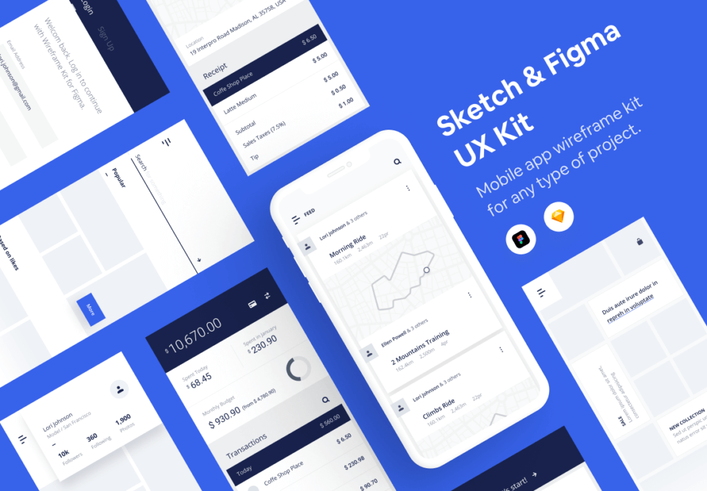 出行类线框图模型样机素材下载figma Mobile Ux Kit 设计口袋