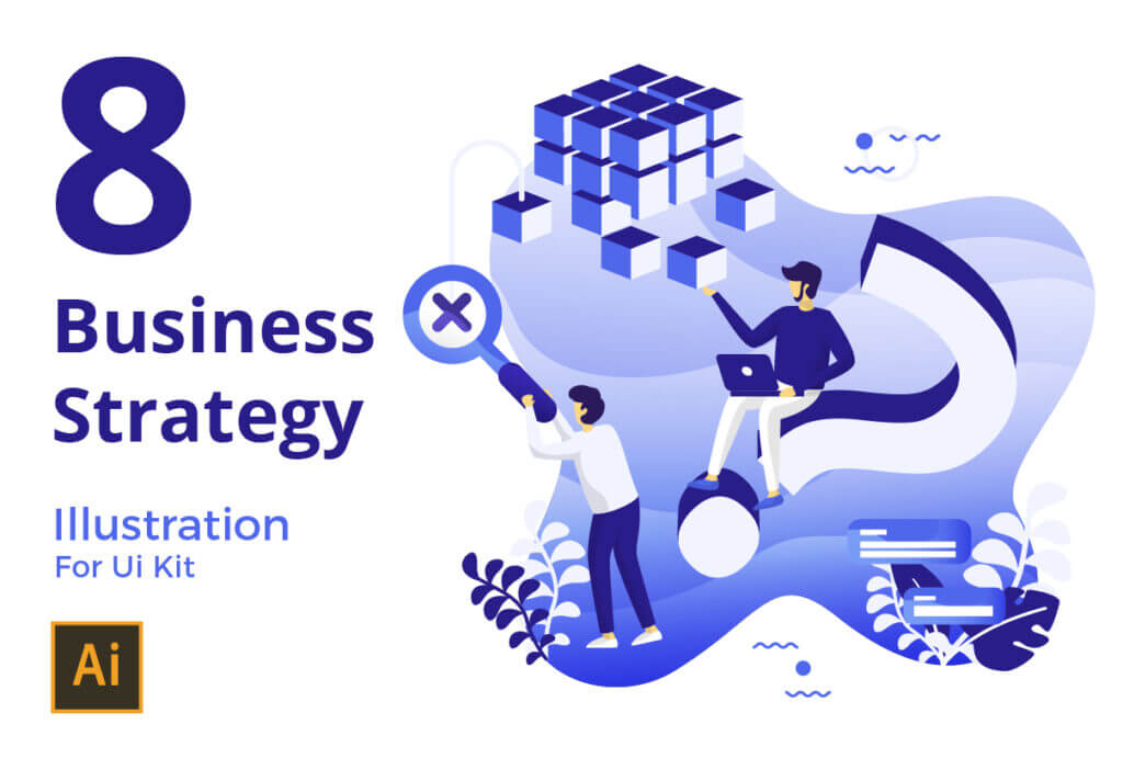 商业战略集插画/网站banner插图素材下载Business Strategy set Illustration