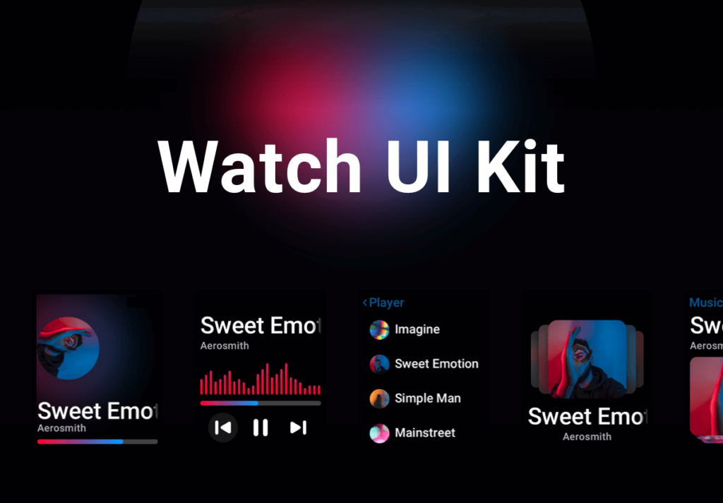 手表类音乐苹果手表界面设计套件下载Watch UI Kit