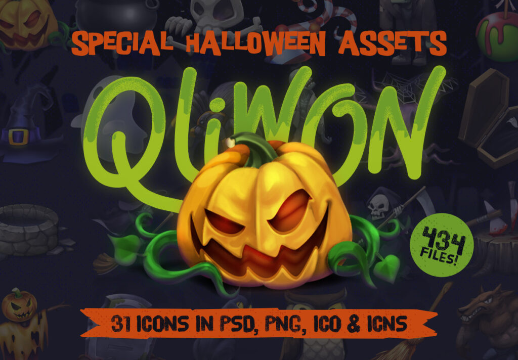 万圣节风格主题图标创意插图设计QLIWON Halloween Icon Set