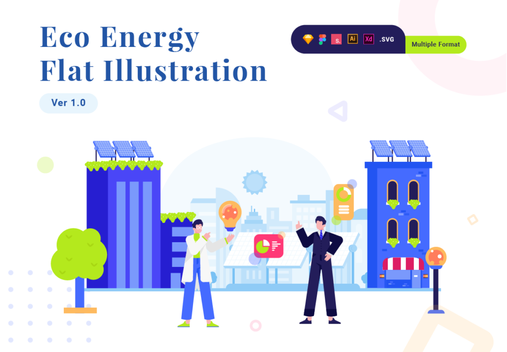 工业能源插图移动UI应用程序UIkit素材下载Renewable Energy Illustration Kit Vol 1.0