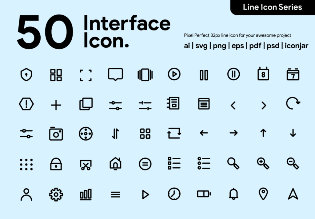50个系统图标线性图标源文件下载50 User Interface Line Icon