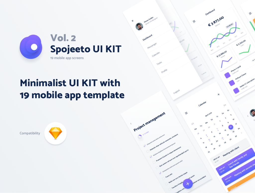 极简主义的UI工具包/数据图表类模板素材下载Vol. 2 – Spojeeto Mobile App UI Kit插图1