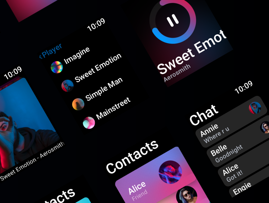 手表类音乐苹果手表界面设计套件下载Watch UI Kit插图4