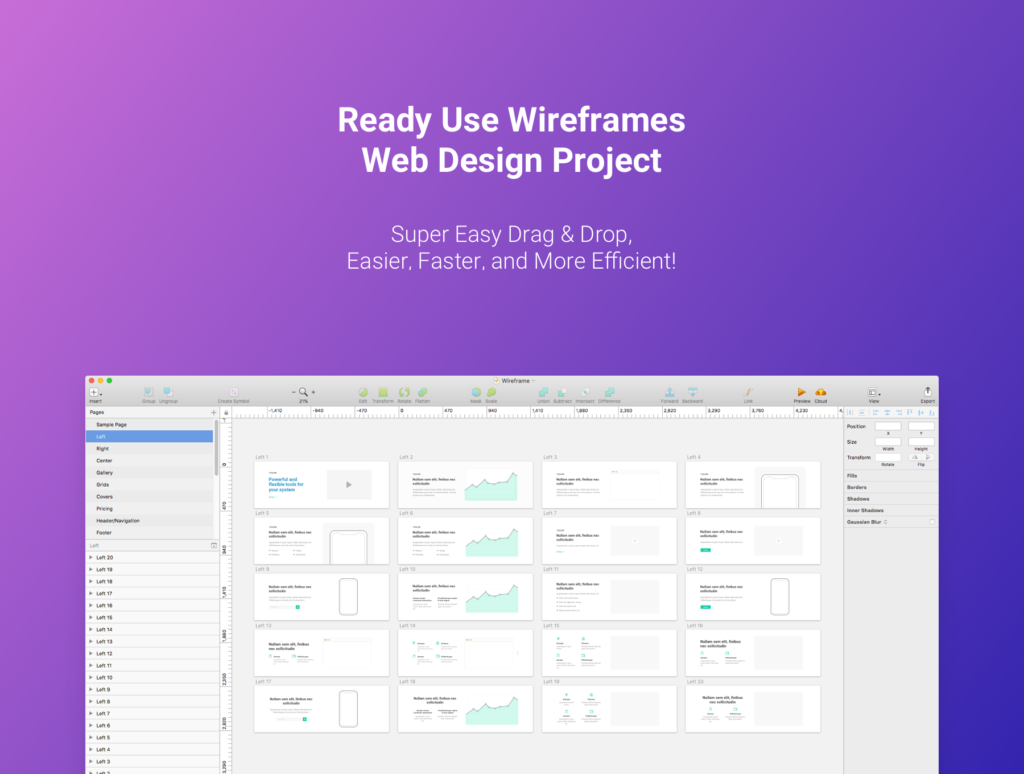 现代简约设计网站素材模板下载网页Wirefire – Wireframe Kit Web Design插图1