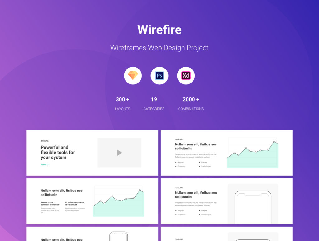 现代简约设计网站素材模板下载网页Wirefire – Wireframe Kit Web Design插图4