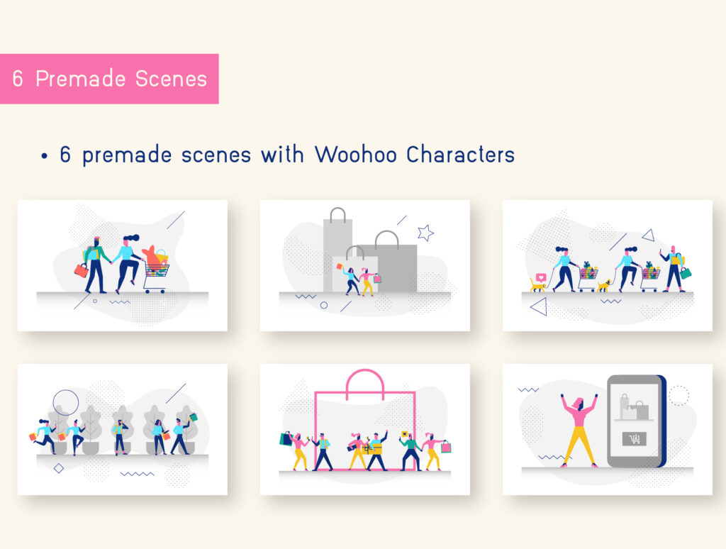 在线购物人物场景插画素材下载模型下载Woohoo Character Creator插图2