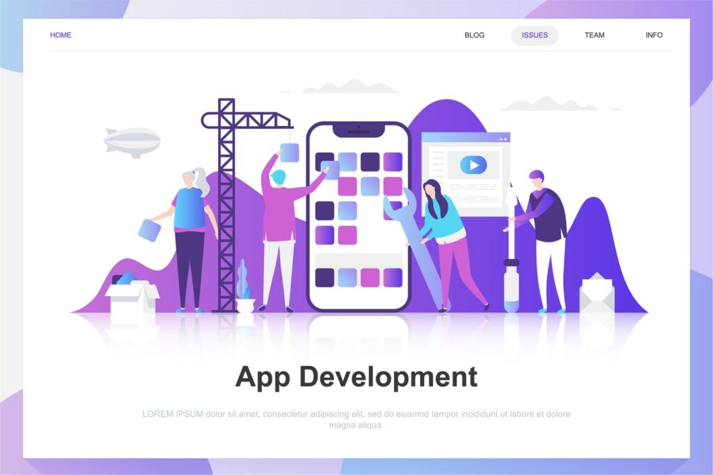 网站建设/网站维护场景插图网站素材插图App Development Flat Concept