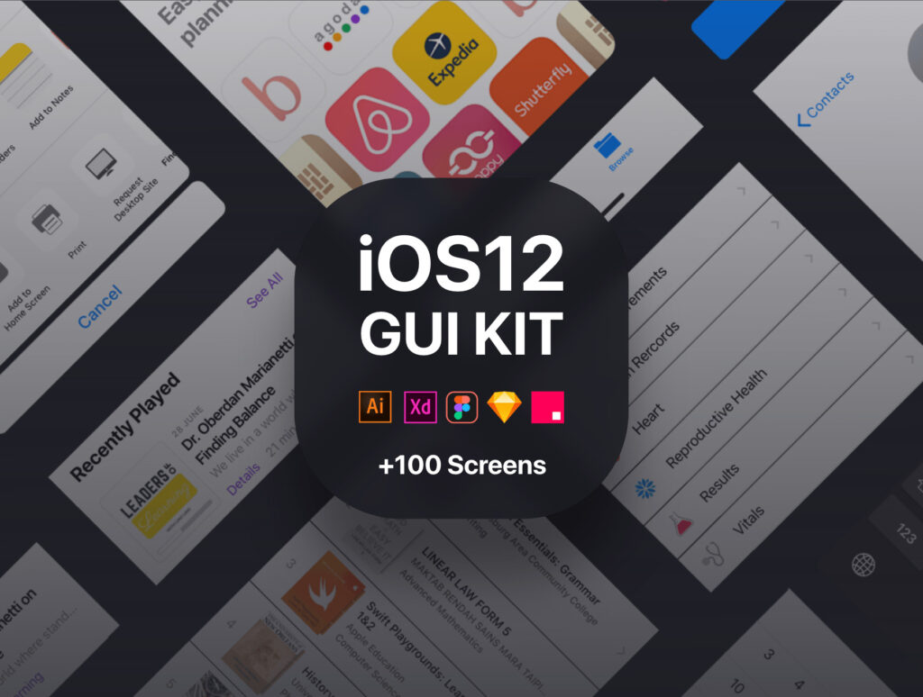 iOS12图形用户界面设计工具包设计套件素材模板下载iOS12 GUI KIT插图1