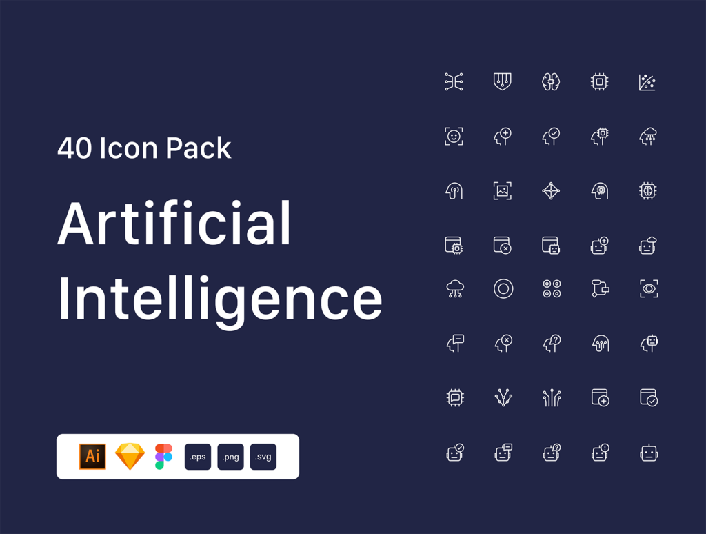 人工智能机器学习平台矢量线性图标源文件下载Artificial Intelligence Icon Pack插图1