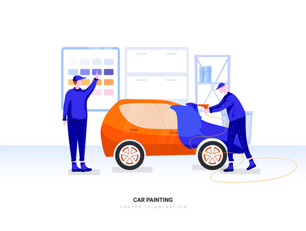 汽车维修修理场景插画素材模板Cancer – Car Service Vector Scenes插图7