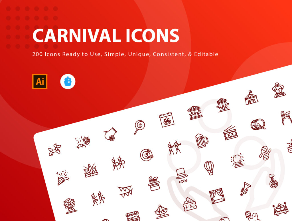 多个行业线性矢量图标素材模板下载Carnival Icons插图1