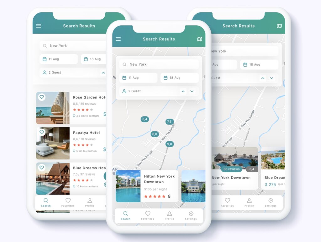 酒店预订和预订应用程序UI Kit设计套件素材Cesha – Hotel Booking & Reservation App UI Kit插图3