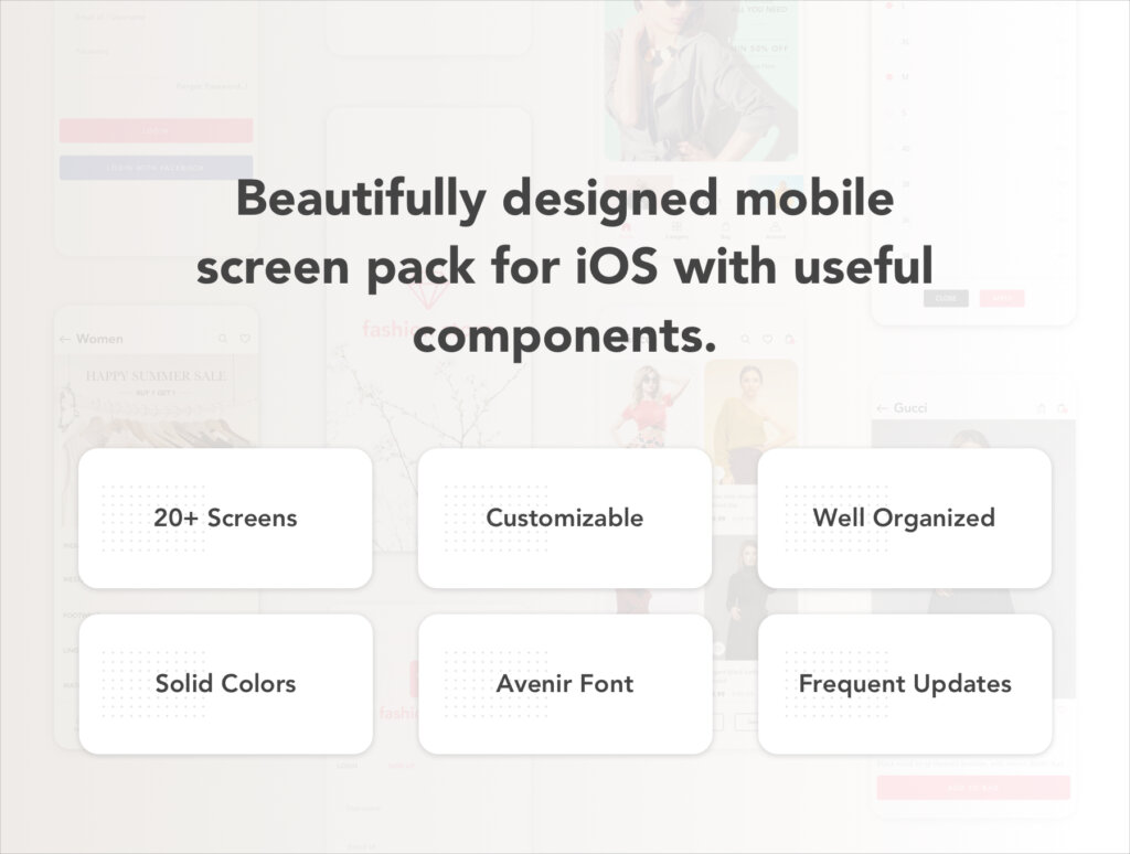 时尚电商/时尚电商产品UI界面设计套件素材模板Fashion Store iOS UI Kit插图2