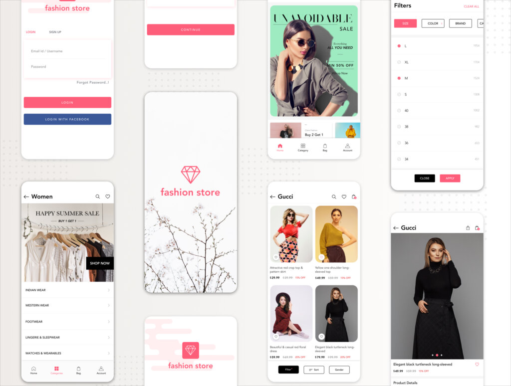 时尚电商/时尚电商产品UI界面设计套件素材模板Fashion Store iOS UI Kit插图4