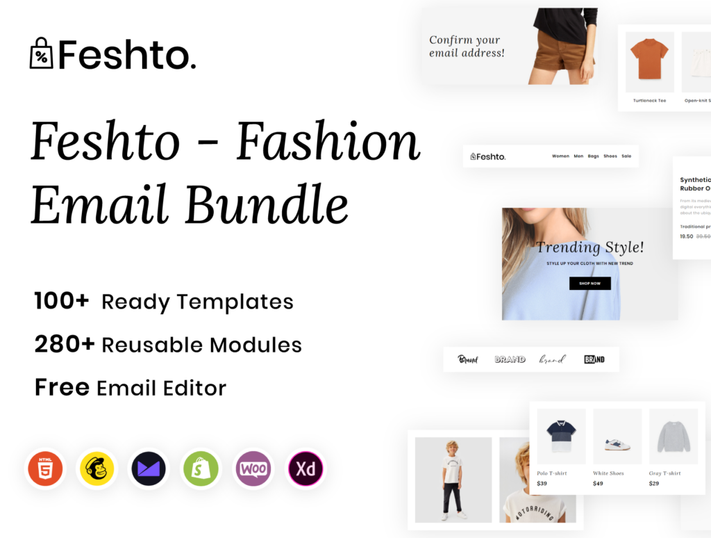 服装电商网站WEB端素材下载Feshto – Fashion Email Bundle插图1