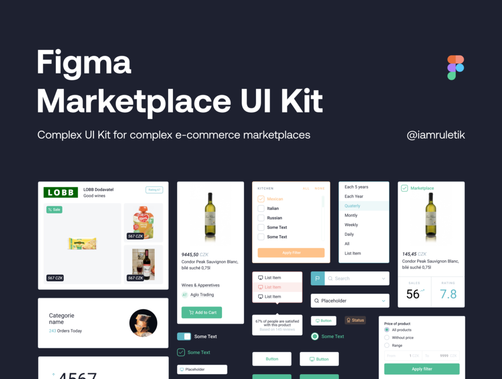 网络电子商务 网络购物ui界面设计套件素材模板figma Marketplace Ui Kit 设计口袋