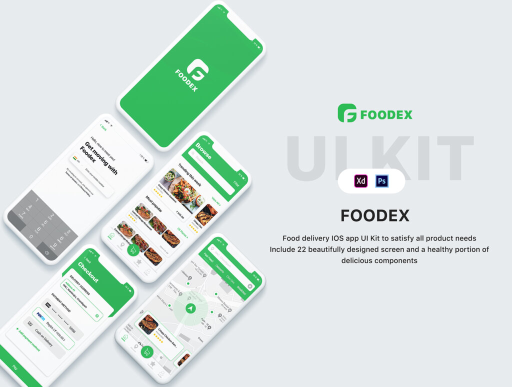 食品餐饮外卖概念主题UI界面素材设计套件素材Foodex Ui Kit插图4
