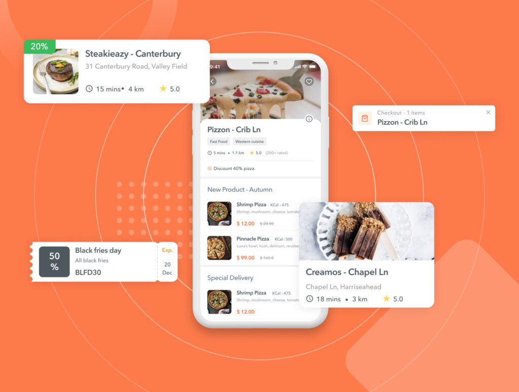 餐饮连锁品牌食品美食UI界面设计套件Foodude – Food Delivery App UI KIT插图4