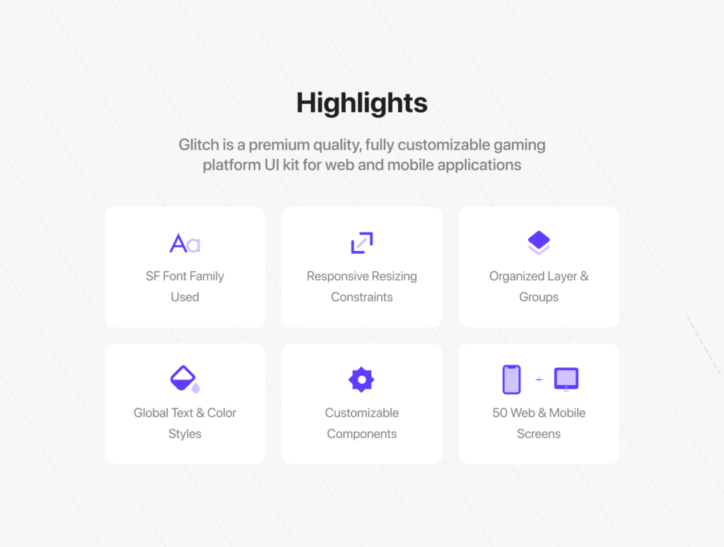 在线游戏平台UI设计套件素材工具包Glitch Gaming Platform UI Kit插图4