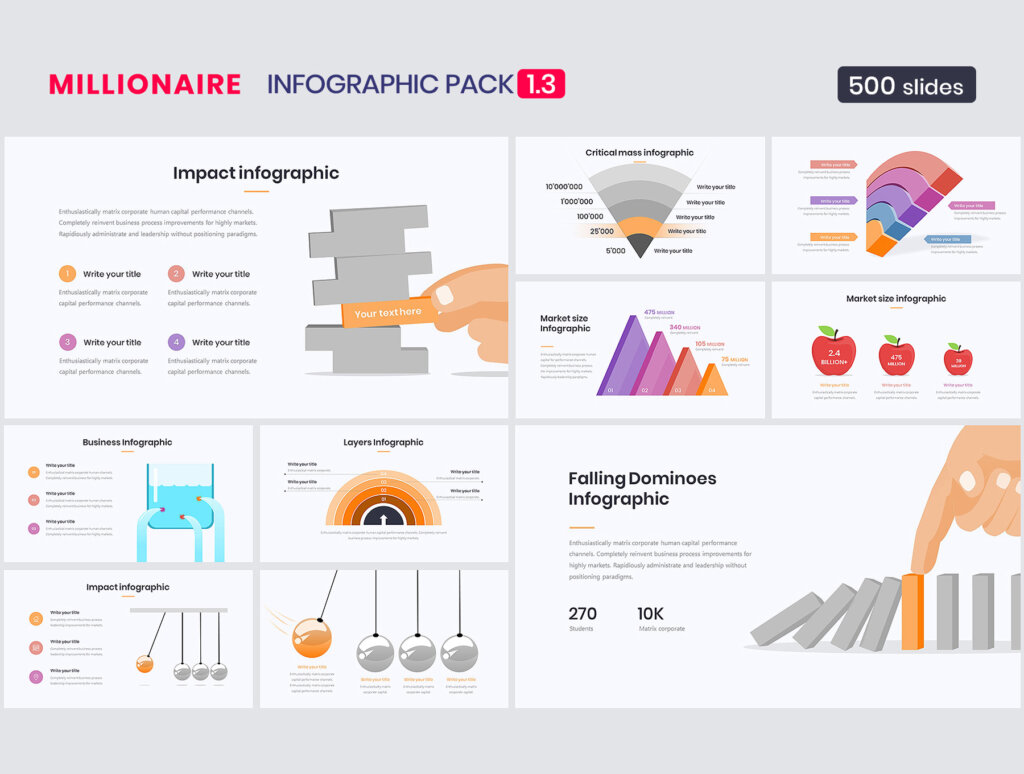 高端图表幻灯片PPT模板素材Millionaire-Infographic Pack 1.3插图7