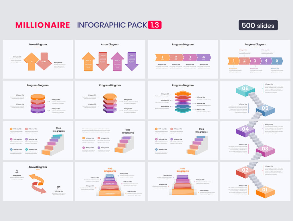 高端图表幻灯片PPT模板素材Millionaire-Infographic Pack 1.3插图8