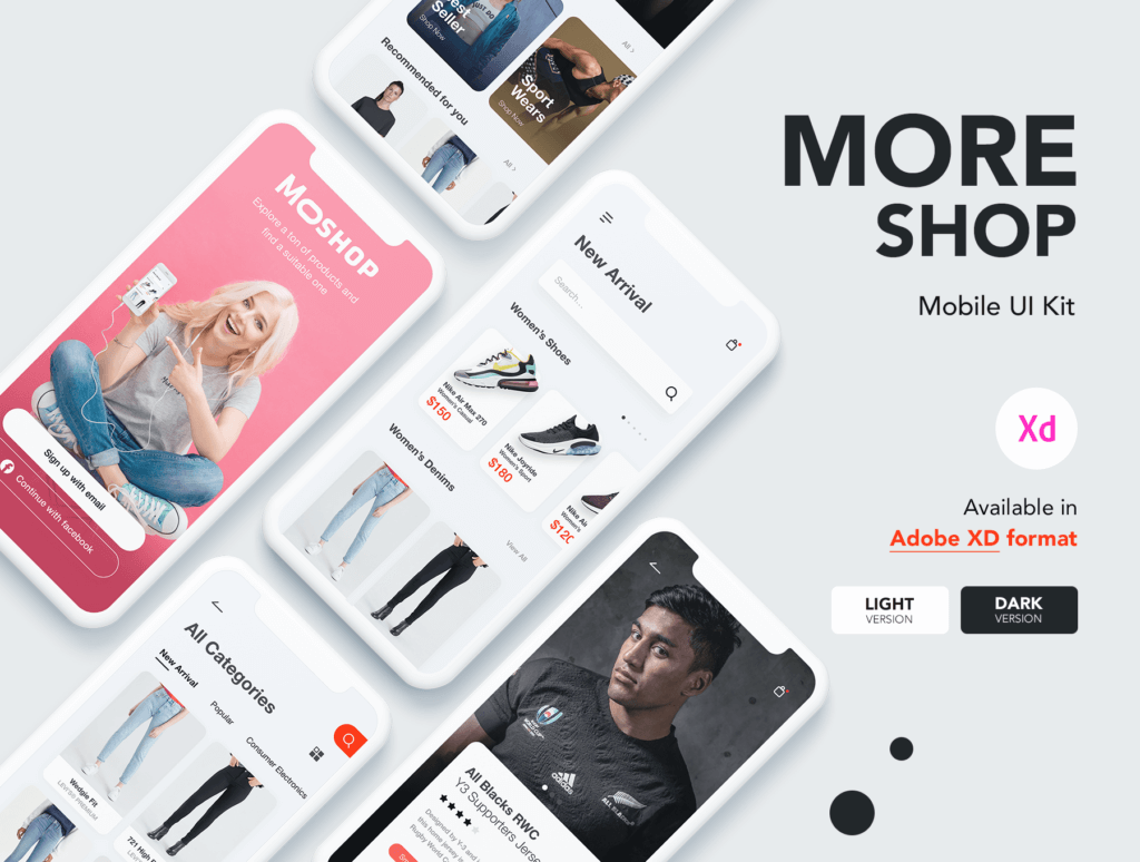 服装品牌电商UI素材设计套件下载More Shop – UI Kit插图1