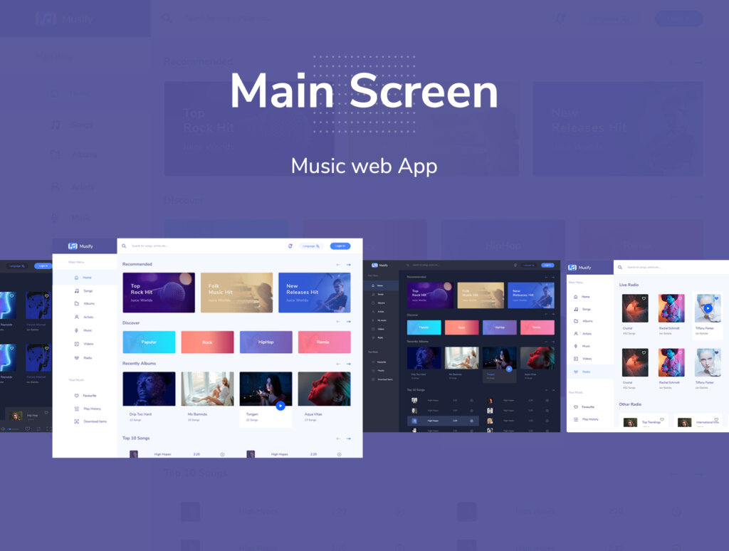 音乐网络应用程序web端设计套件素材模板下载Musify – Web app UI ket插图4
