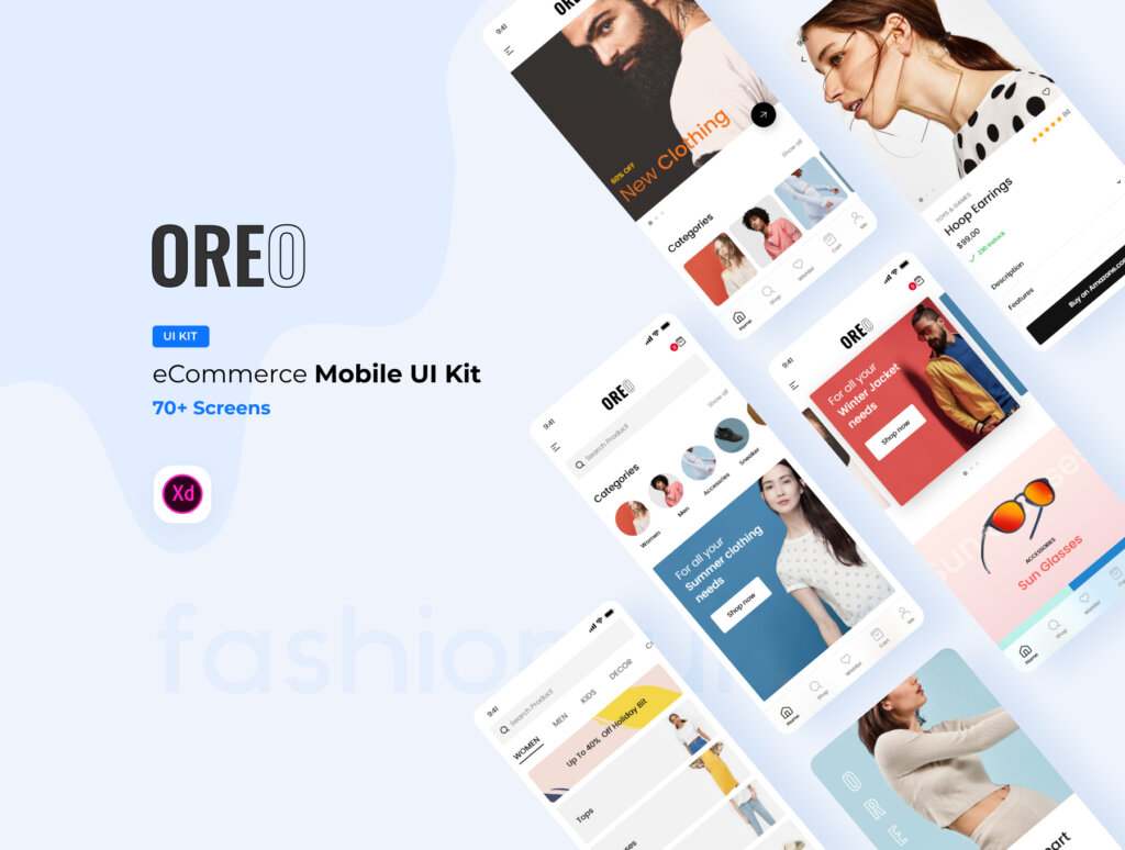 多用途电子商务服装电商购物UI界面设计套件Oreo eCommerce Mobile UI Kit插图1
