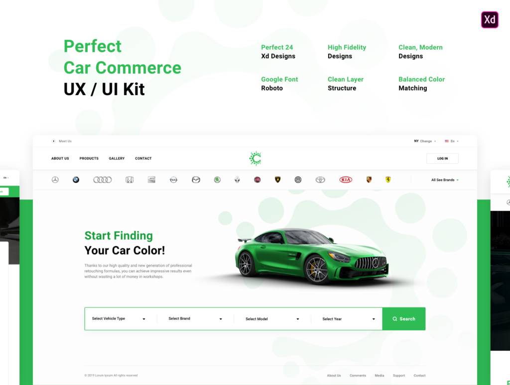 汽车零售网上销售UI界面设门户网站素材模板Perfect Car Commerce UX / UI Kit插图1