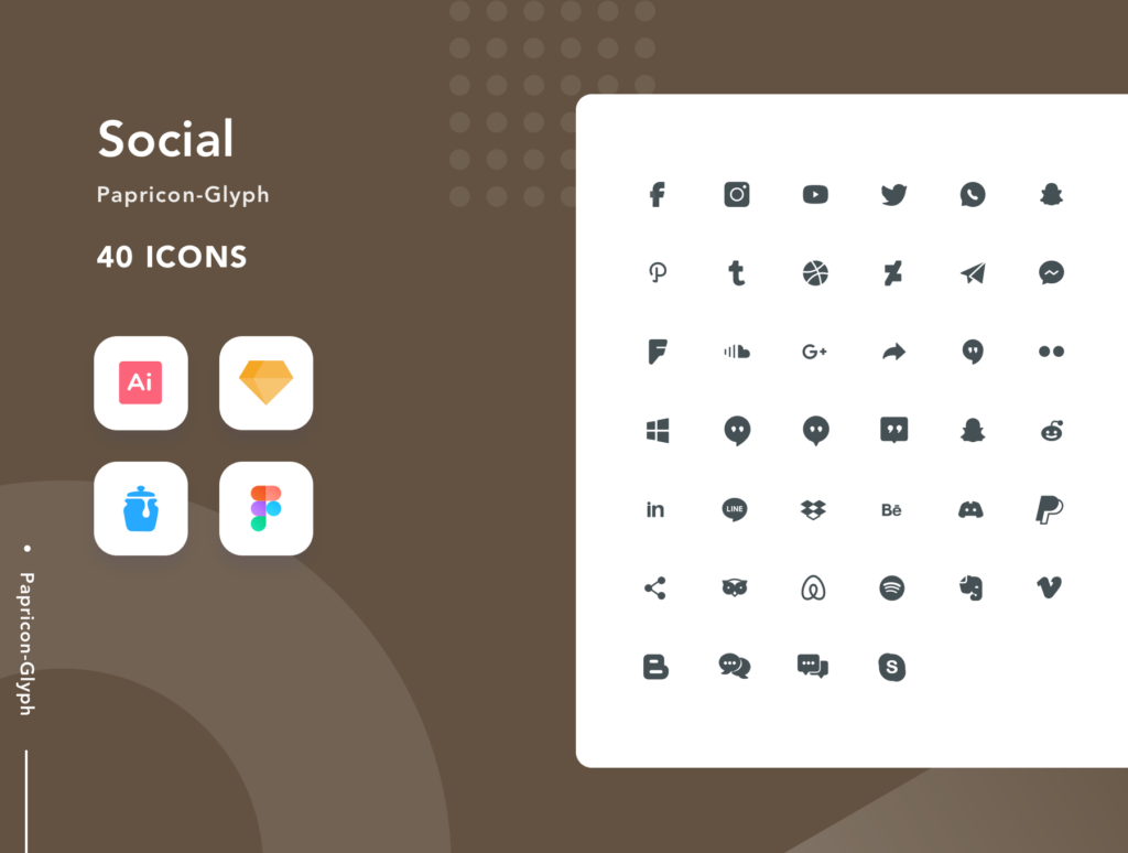 网页系统矢量图标素材文件Social-Papricon Glyph插图1