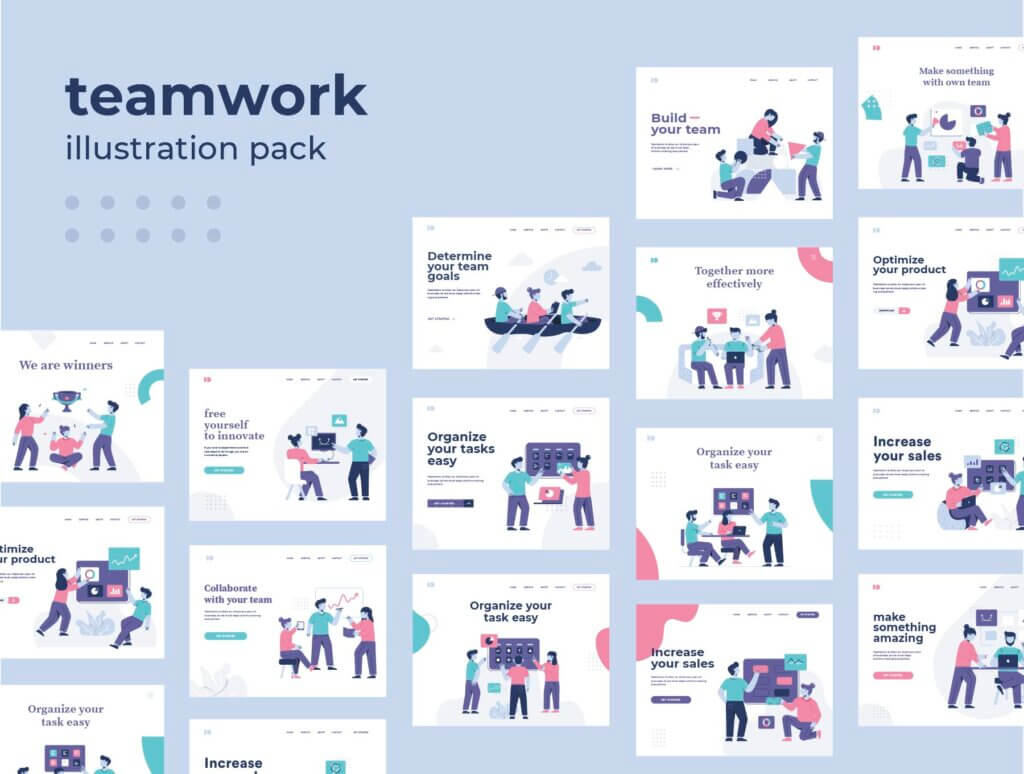 团队办公协作商务汇演扁平插图素材Teamwork Startup Illustration Pack插图2